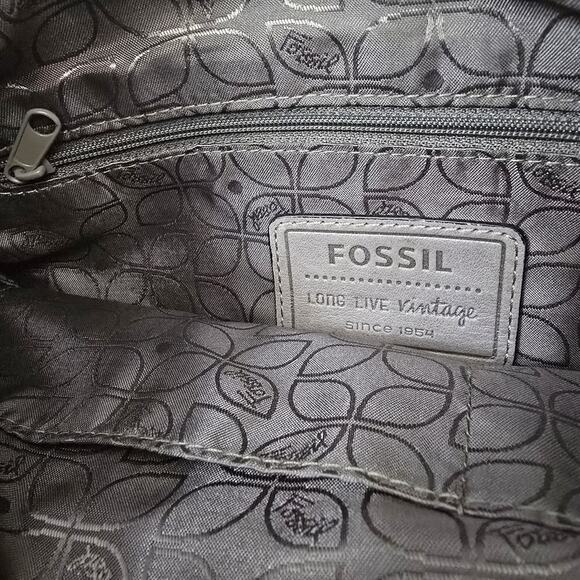 Fossil Hanover Leather Smoke Hued Crossbody Messenger Tote Bag Shoulder Purse - Picture 9 of 15